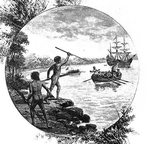 Aboriginees Encountering Captain Cook for the First Time