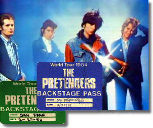 The Pretenders backstage passes
